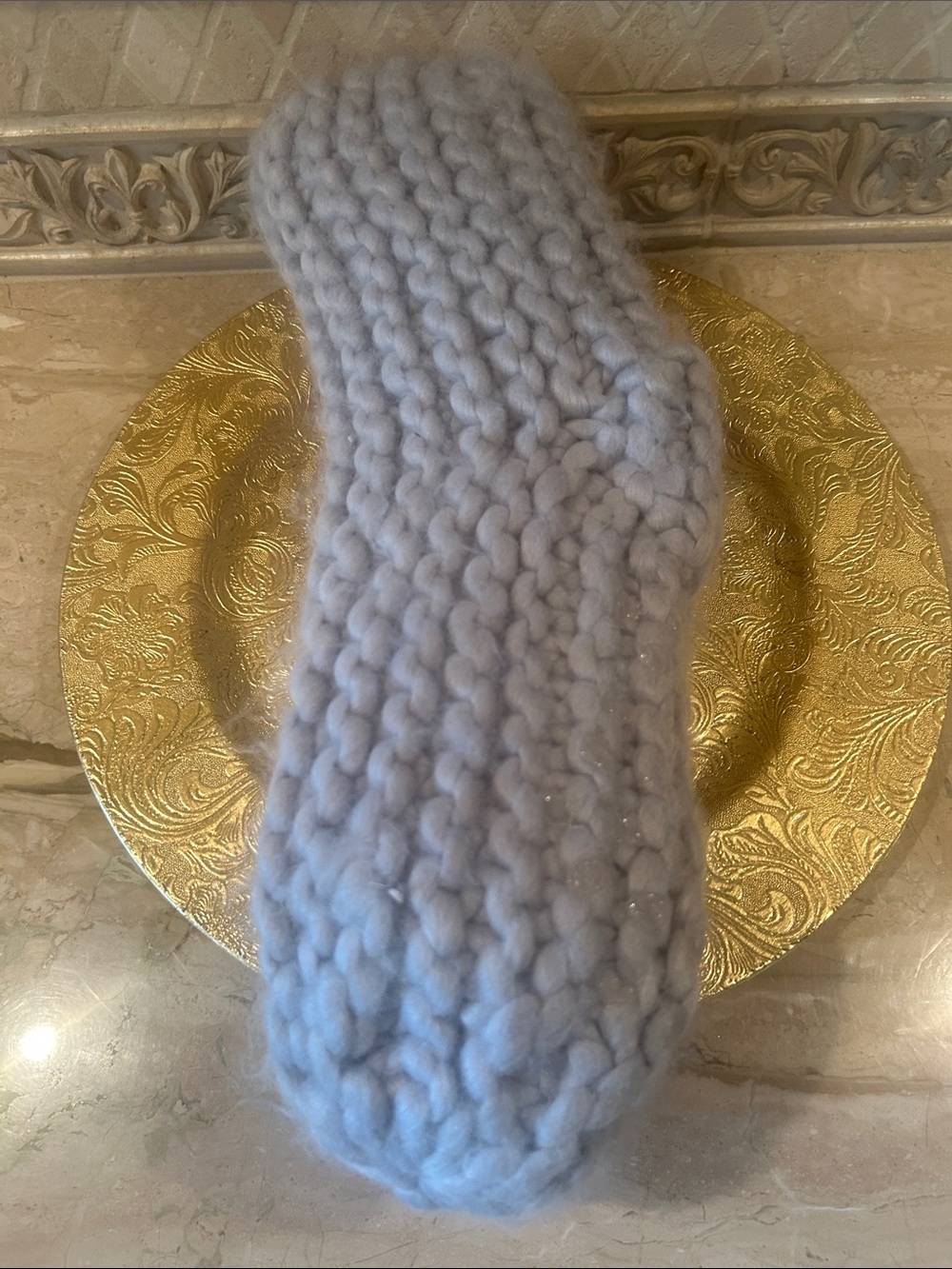 NWT Lemon Gray Thick Cable Hand Knit Slipper Socks OS